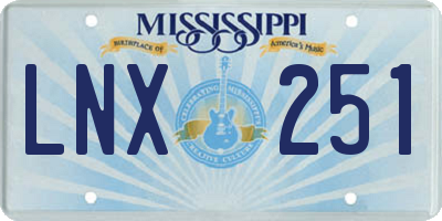 MS license plate LNX251