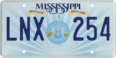 MS license plate LNX254