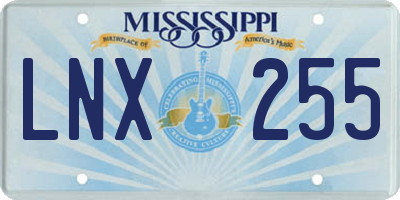 MS license plate LNX255