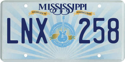 MS license plate LNX258