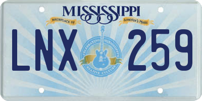 MS license plate LNX259