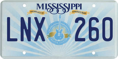 MS license plate LNX260