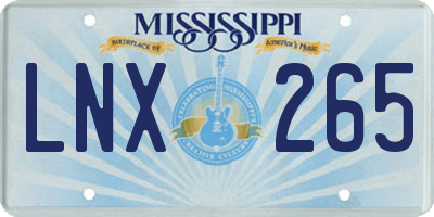 MS license plate LNX265