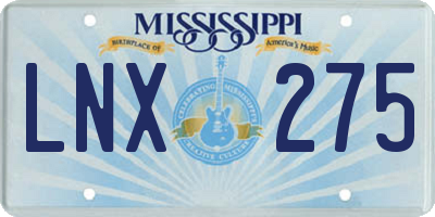 MS license plate LNX275