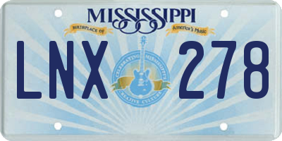 MS license plate LNX278