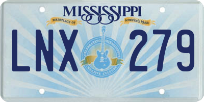 MS license plate LNX279