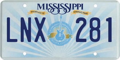 MS license plate LNX281
