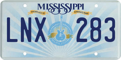 MS license plate LNX283