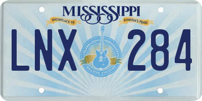 MS license plate LNX284