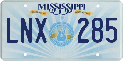 MS license plate LNX285