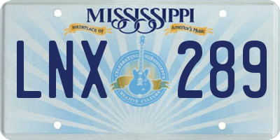 MS license plate LNX289