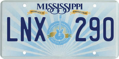 MS license plate LNX290