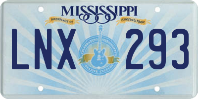 MS license plate LNX293