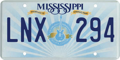 MS license plate LNX294