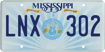 MS license plate LNX302