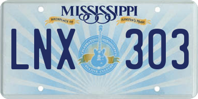MS license plate LNX303