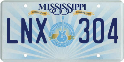 MS license plate LNX304