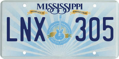 MS license plate LNX305