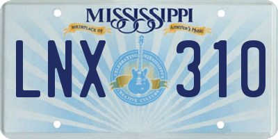 MS license plate LNX310