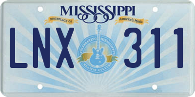 MS license plate LNX311