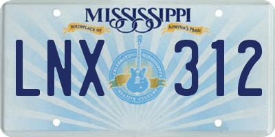 MS license plate LNX312