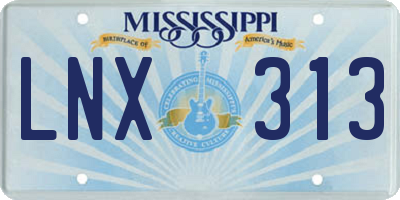 MS license plate LNX313