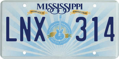 MS license plate LNX314