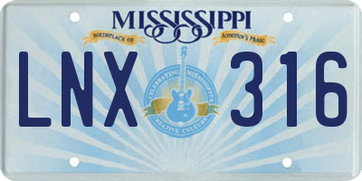 MS license plate LNX316