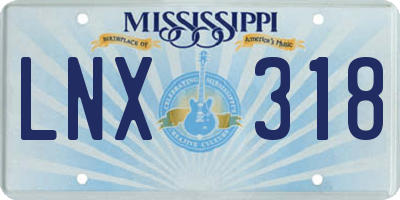 MS license plate LNX318