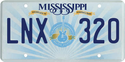 MS license plate LNX320