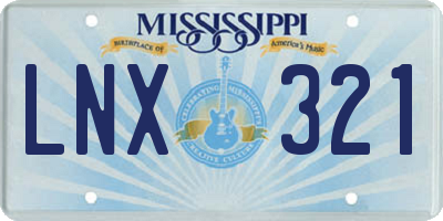 MS license plate LNX321