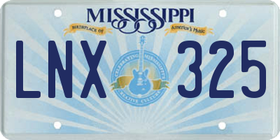 MS license plate LNX325