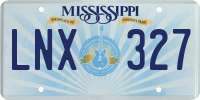 MS license plate LNX327