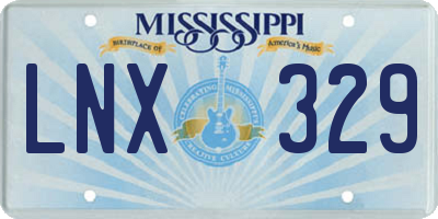 MS license plate LNX329