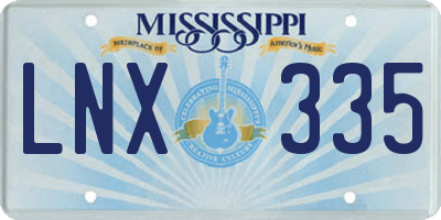 MS license plate LNX335