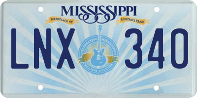 MS license plate LNX340