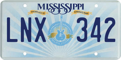 MS license plate LNX342