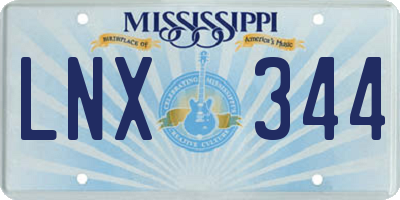 MS license plate LNX344
