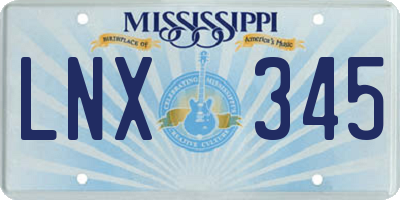 MS license plate LNX345