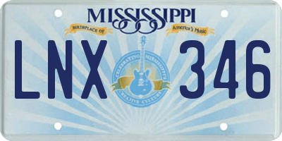 MS license plate LNX346
