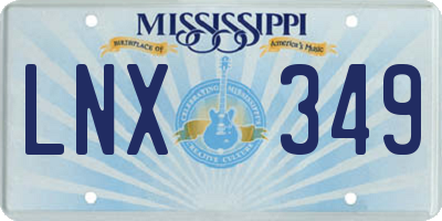 MS license plate LNX349