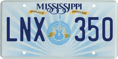 MS license plate LNX350