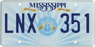 MS license plate LNX351