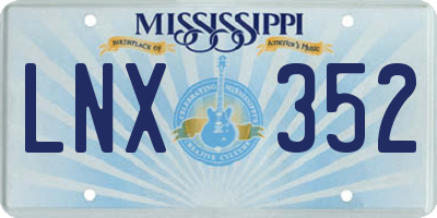 MS license plate LNX352