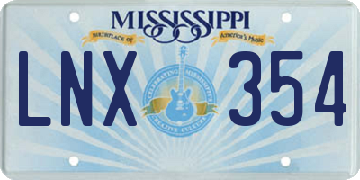 MS license plate LNX354