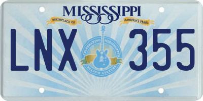 MS license plate LNX355