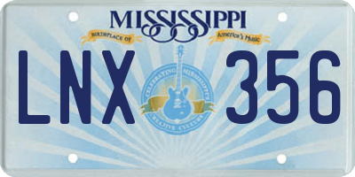 MS license plate LNX356