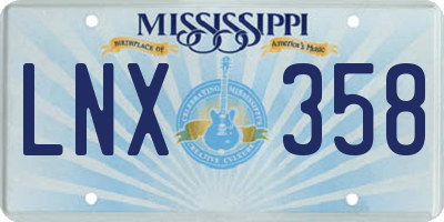 MS license plate LNX358