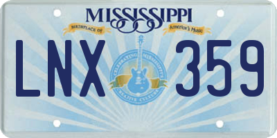 MS license plate LNX359