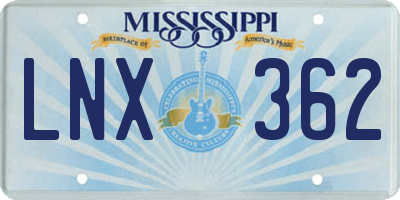 MS license plate LNX362